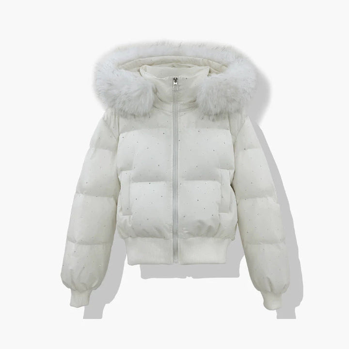 Women's Short Quilted Jacket with Detachable Hood