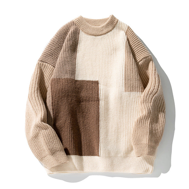 Men's Color Block Round Neck Pullover Sweater