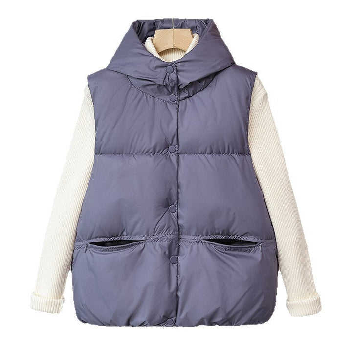 Women's Insulated Thermal Vest with Stand-up Collar and Zipper Pockets