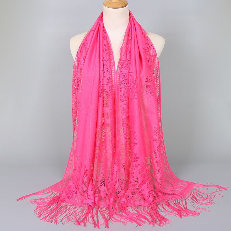 Women's Elegant Lace Scarf with Fringes