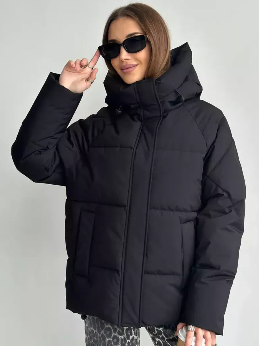 Women's Oversized Hooded Padded Jacket with Pockets