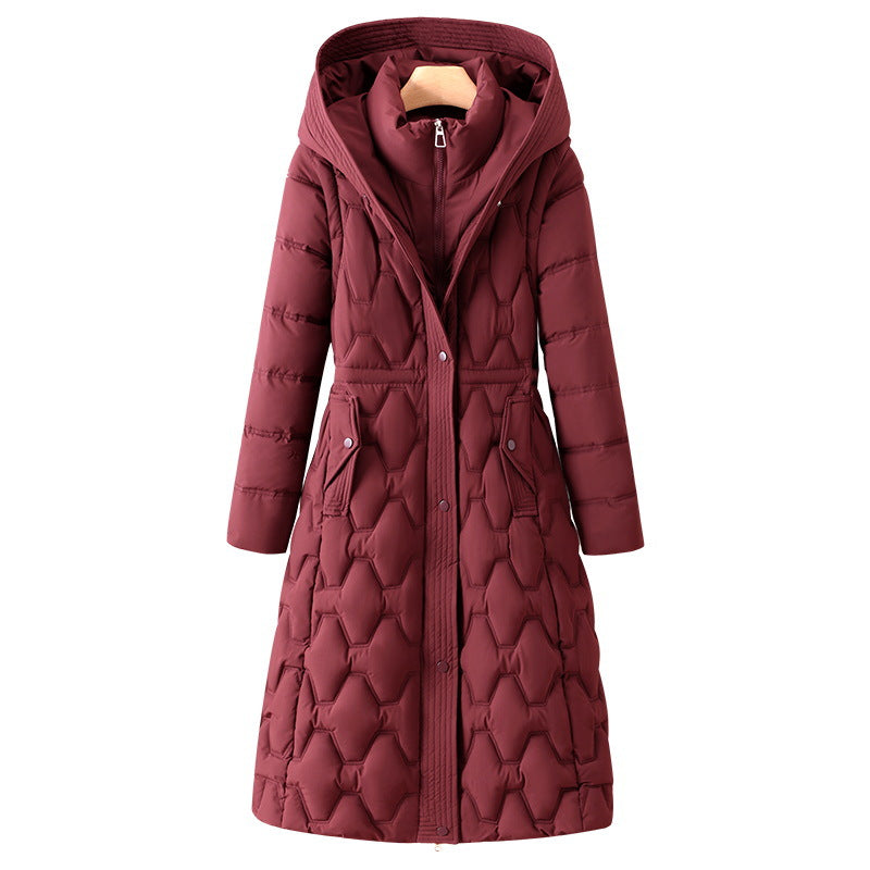 Women's Quilted Winter Coat with Hood and Tailored Fit