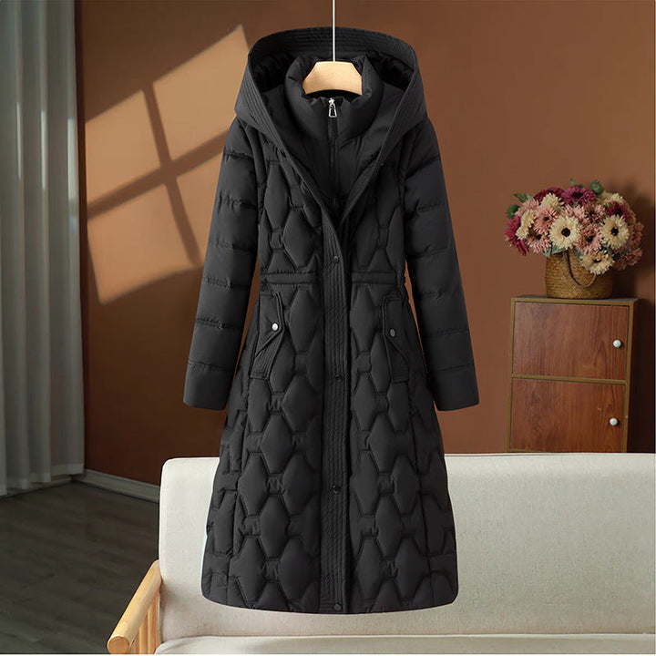 Women's Quilted Winter Coat with Hood and Tailored Fit