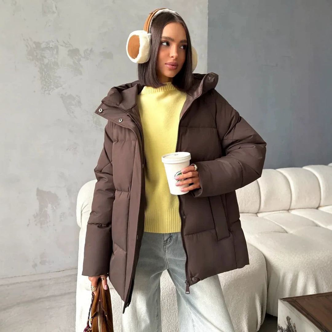 Women's Oversized Hooded Padded Jacket with Pockets