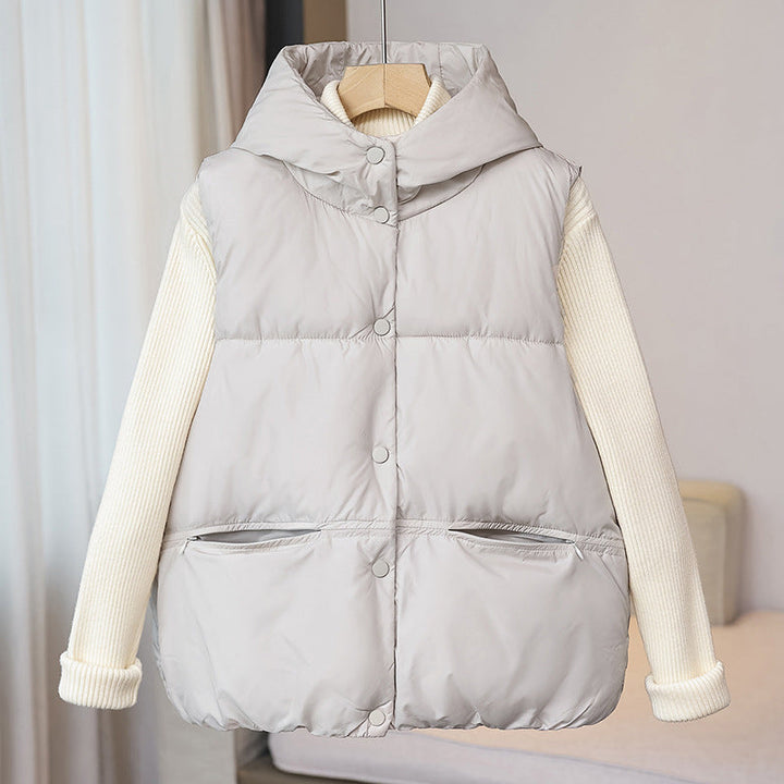 Women's Insulated Thermal Vest with Stand-up Collar and Zipper Pockets