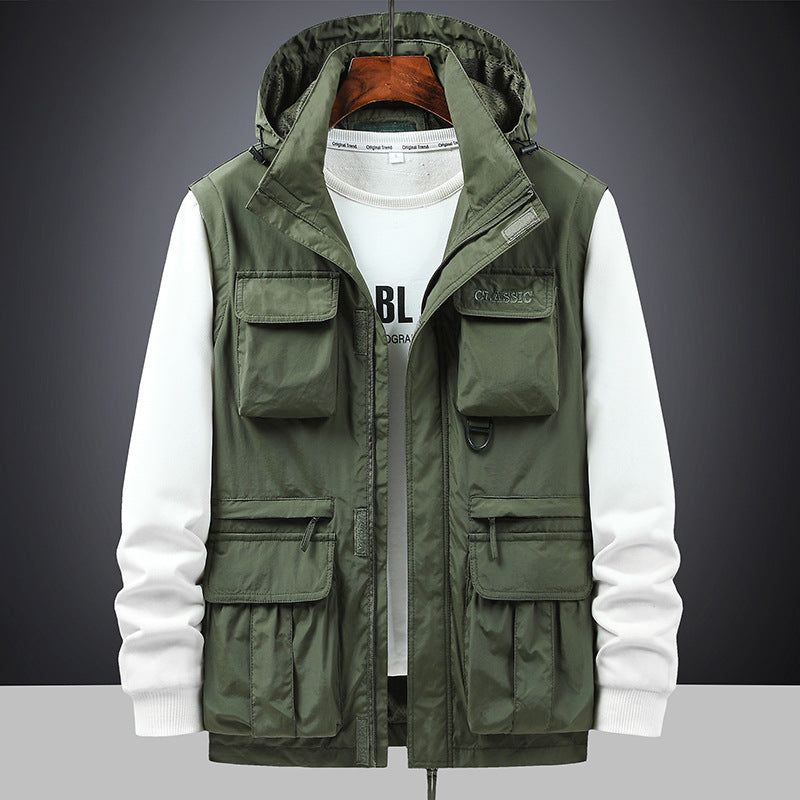 Men's Hooded Field Jacket with Versatile Pockets