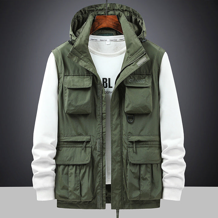 Men's Hooded Field Jacket with Versatile Pockets
