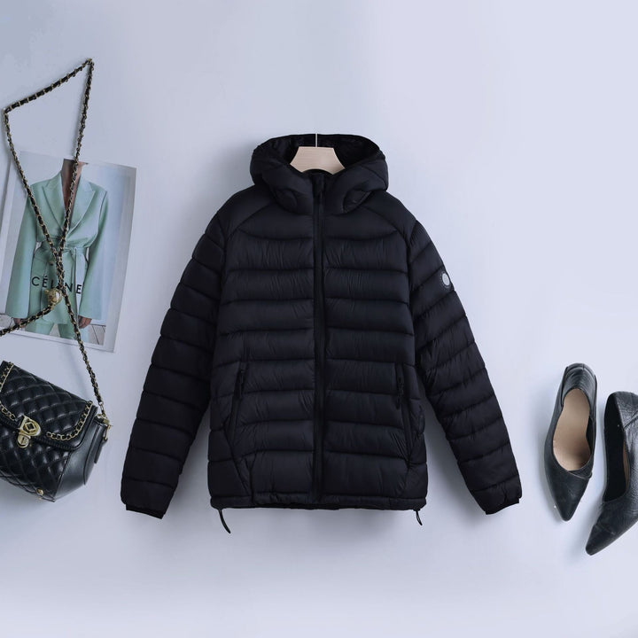 Women's Lightweight Quilted Hooded Jacket with Adjustable Drawstring