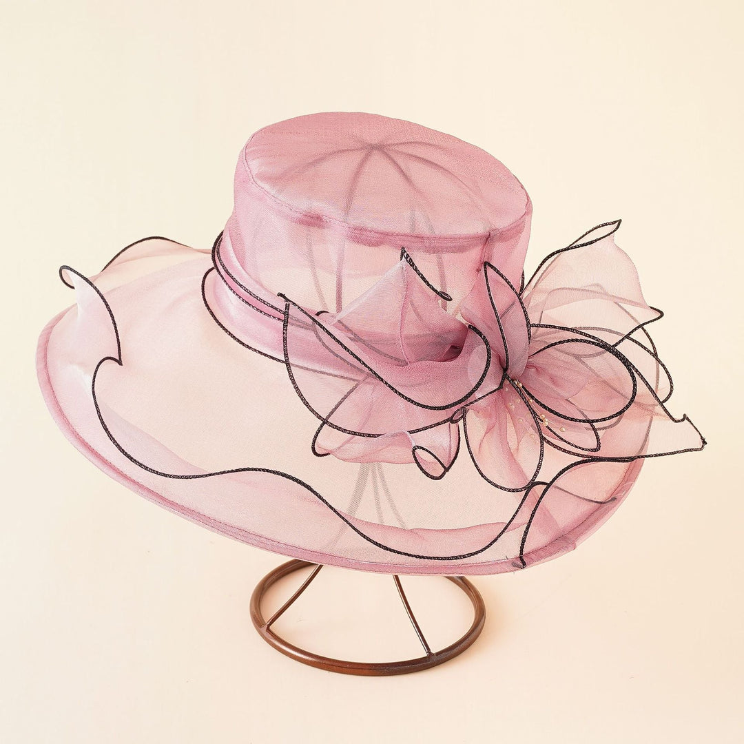 Women's Sun Hat with Mesh Design and Bow Details