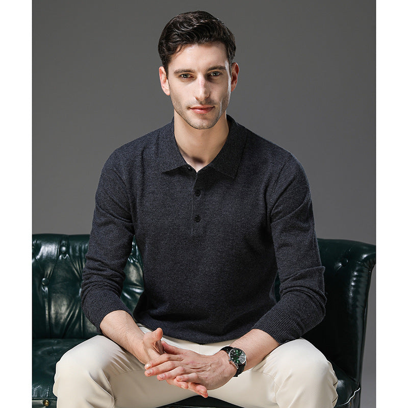 Men's Cashmere Polo Business Sweater
