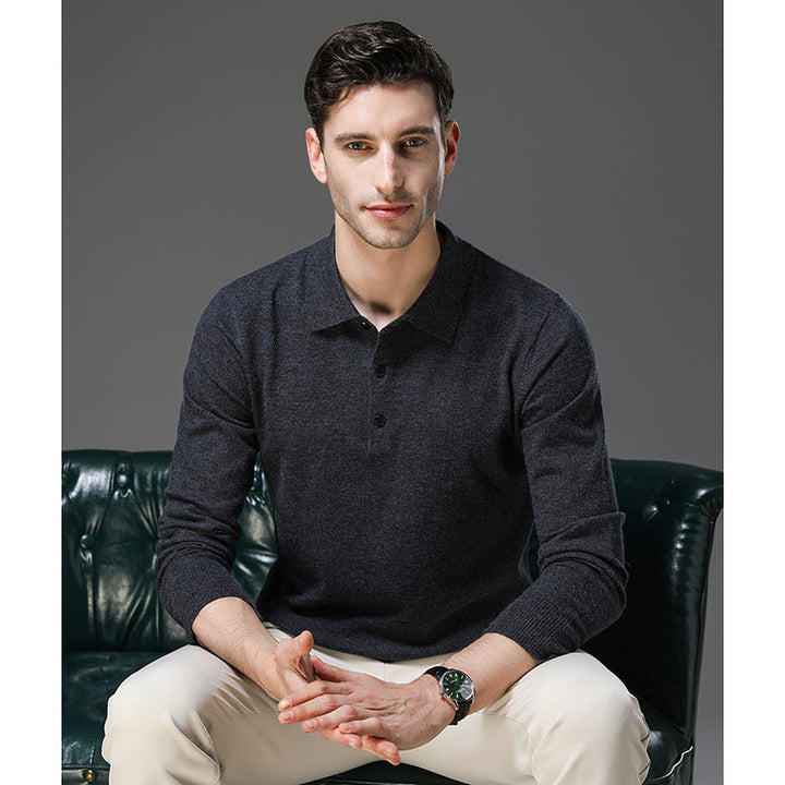 Men's Cashmere Polo Business Sweater