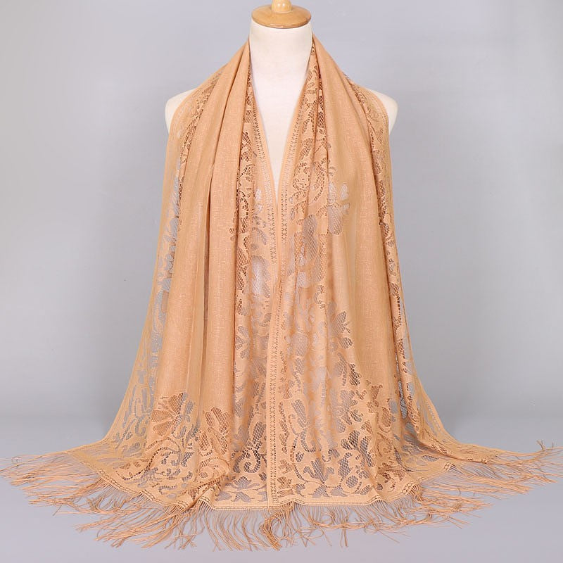 Women's Elegant Lace Scarf with Fringes