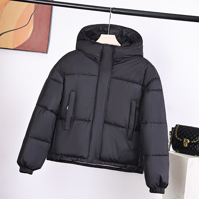 Women's Boxy Cut Padded Hooded Jacket with Concealed Placket