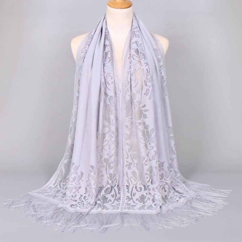 Women's Elegant Lace Scarf with Fringes