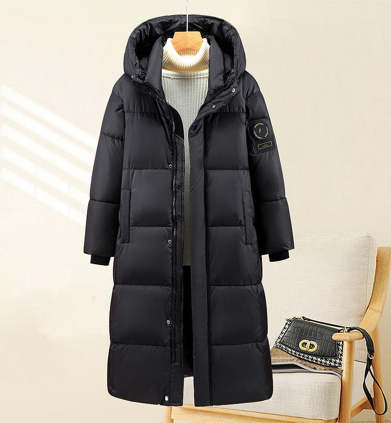 Women's Long Quilted Thermal Parka with Hood and Ribbed Cuffs