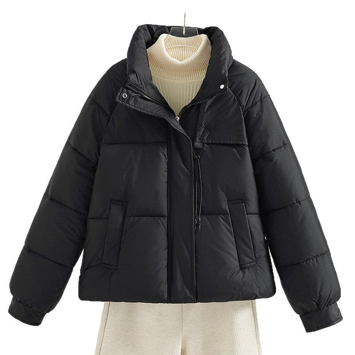 Women's Short Padded Jacket with Boxy Cut and Stand-Up Collar
