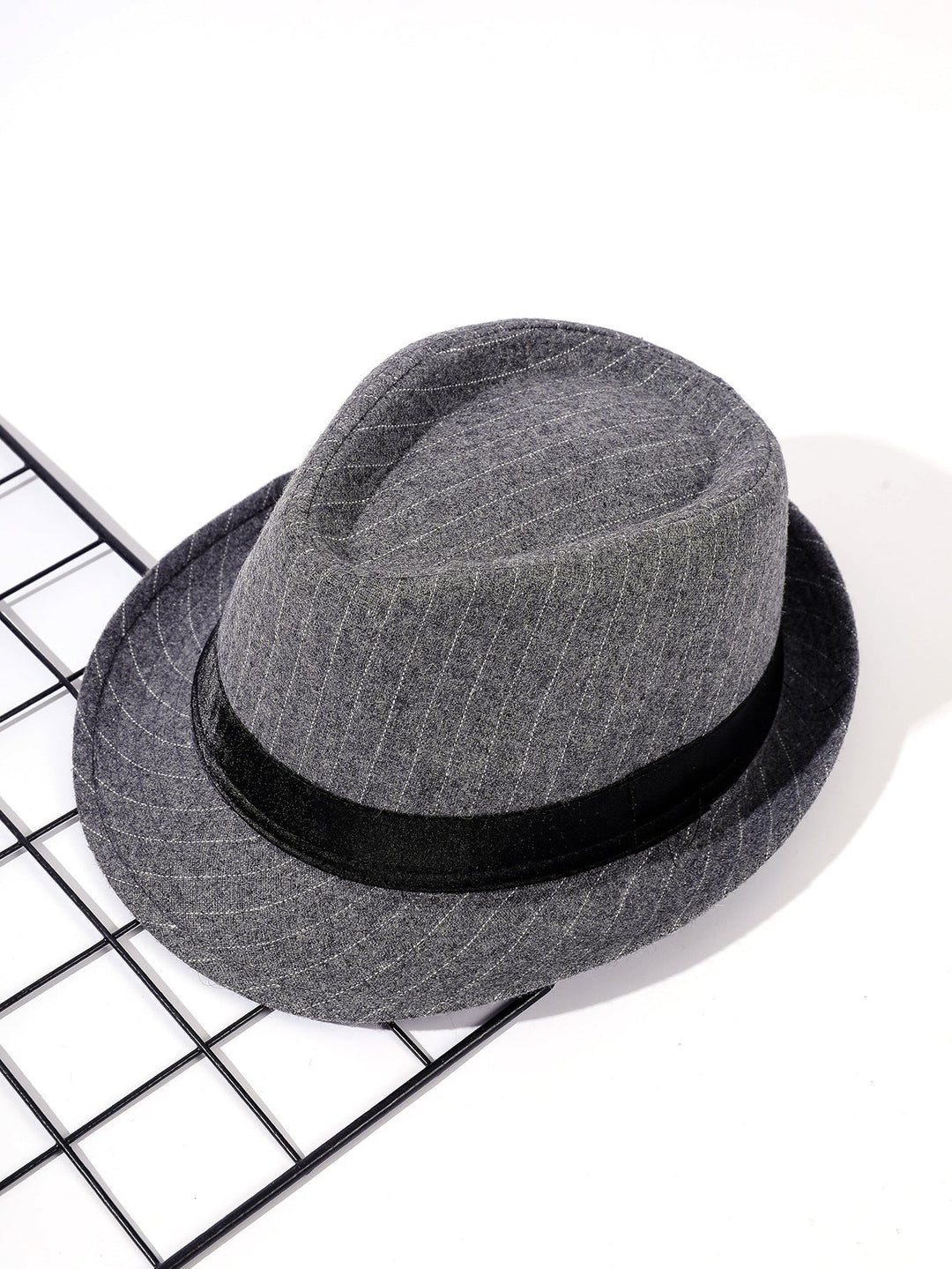 Women's Striped Fedora Hat with Velvet Band