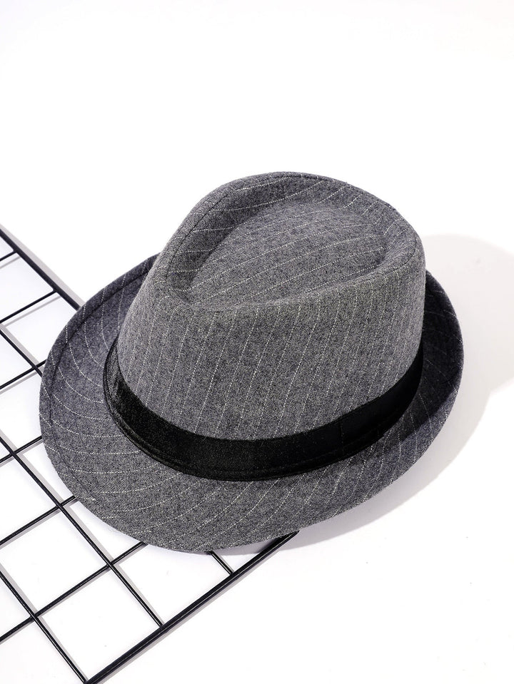 Women's Striped Fedora Hat with Velvet Band