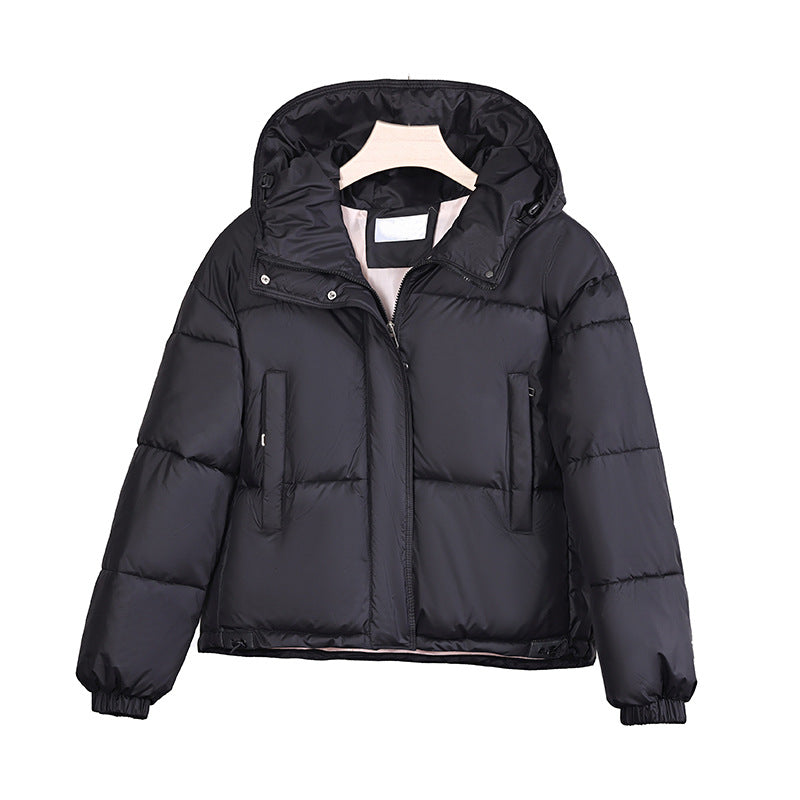 Women's Boxy Cut Padded Hooded Jacket with Concealed Placket