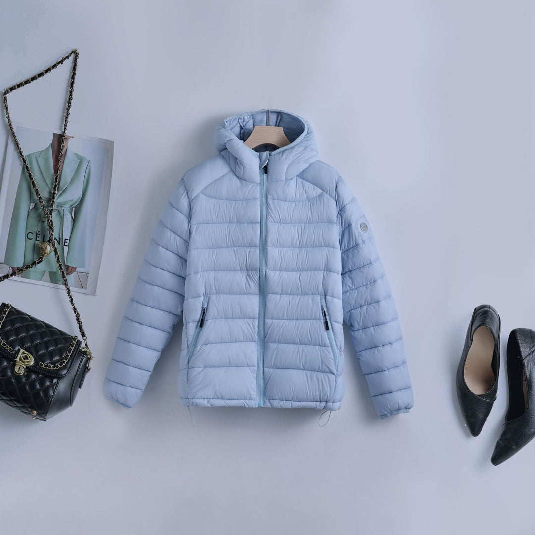 Women's Lightweight Quilted Hooded Jacket with Adjustable Drawstring