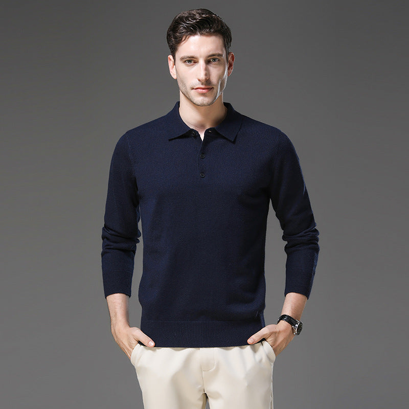 Men's Cashmere Polo Business Sweater