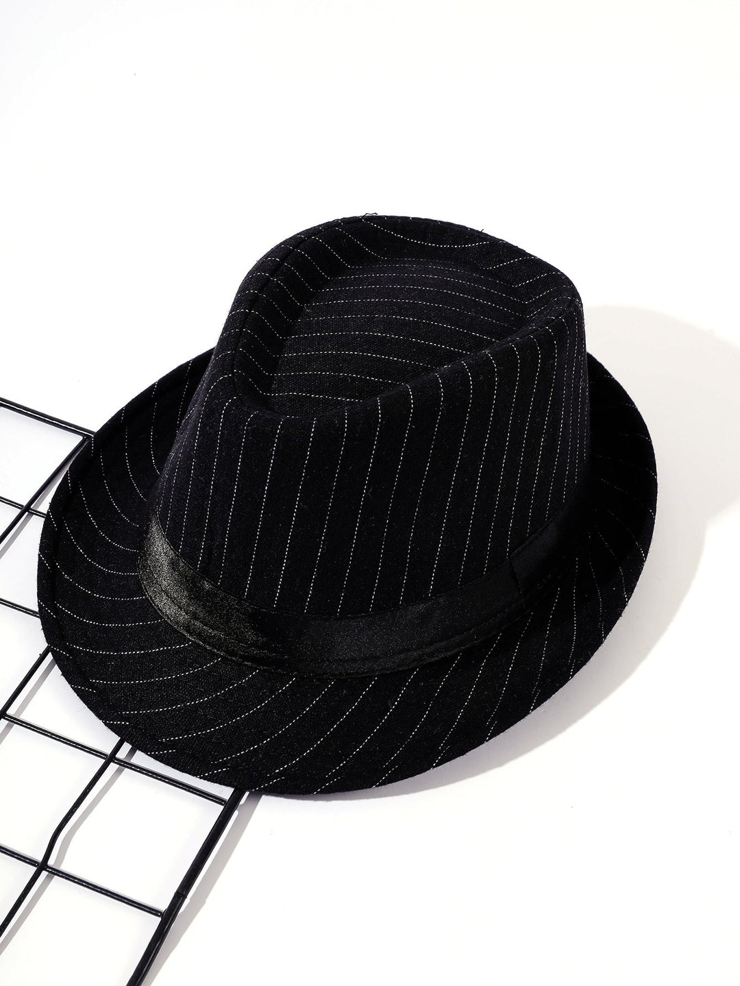 Women's Striped Fedora Hat with Velvet Band