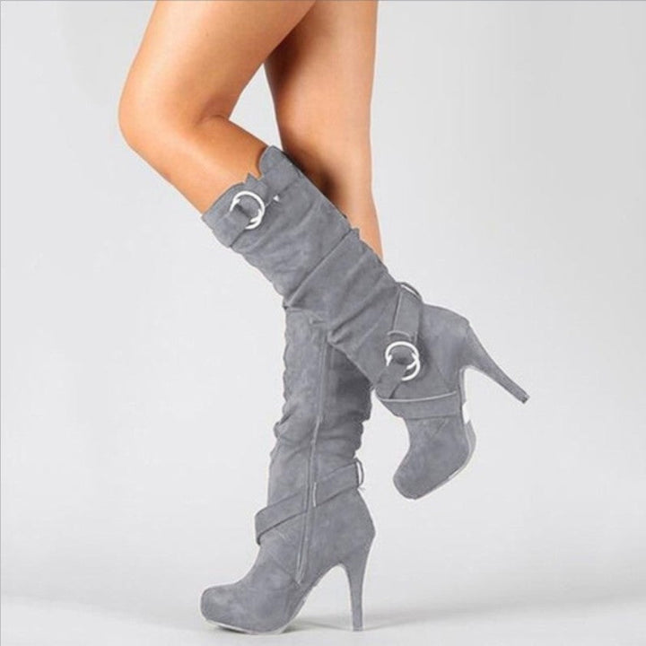 Women’s Knee High Boots | Stylish Stiletto with Buckle Accent