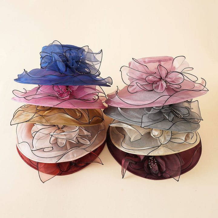 Women's Sun Hat with Mesh Design and Bow Details