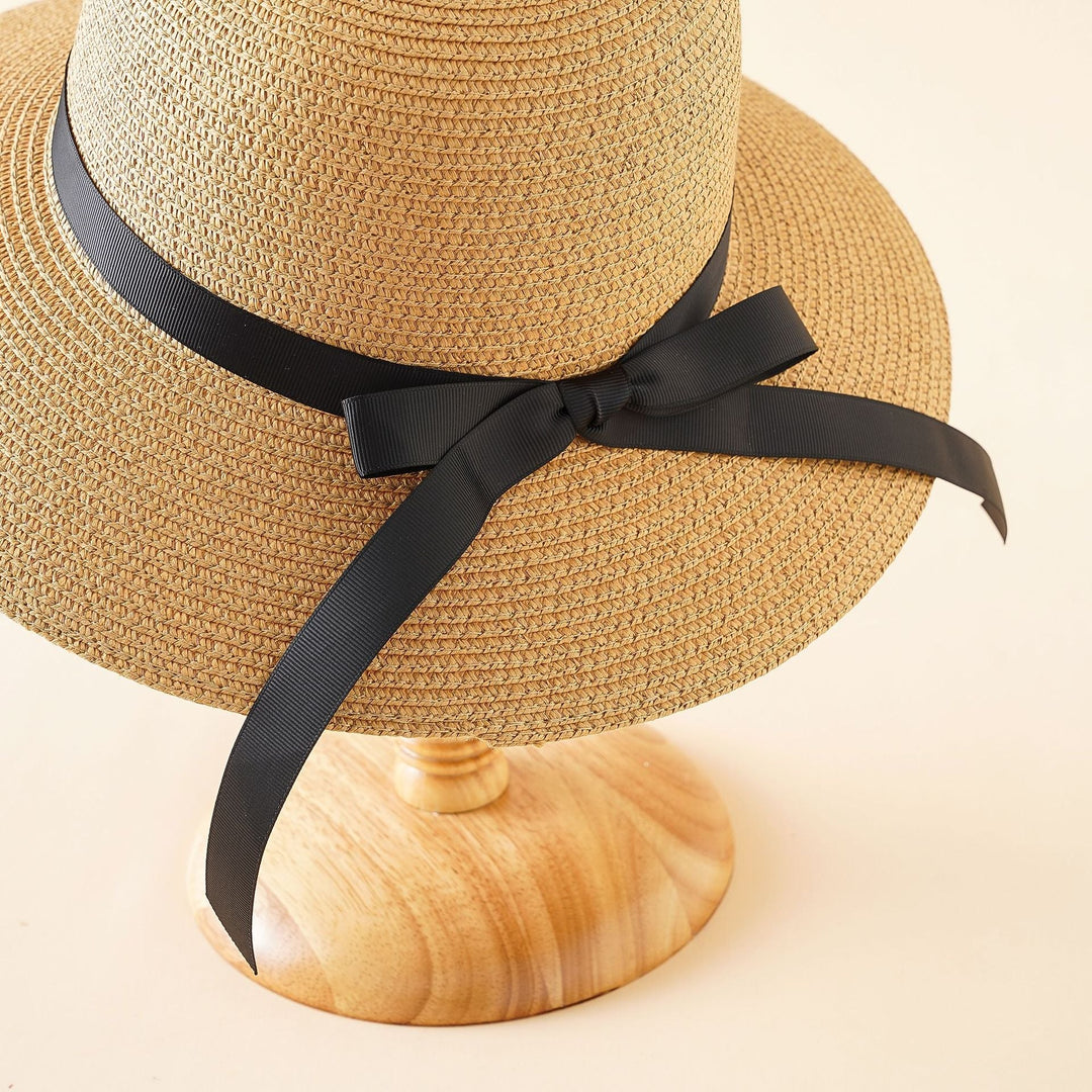 Women's Wide Brim Sun Hat with Elegant Satin Band