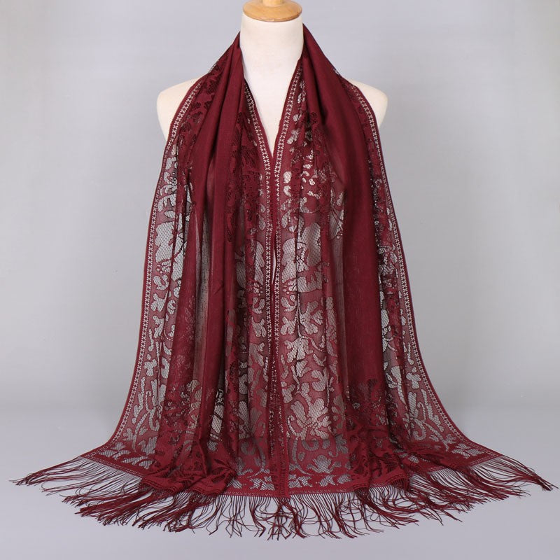 Women's Elegant Lace Scarf with Fringes