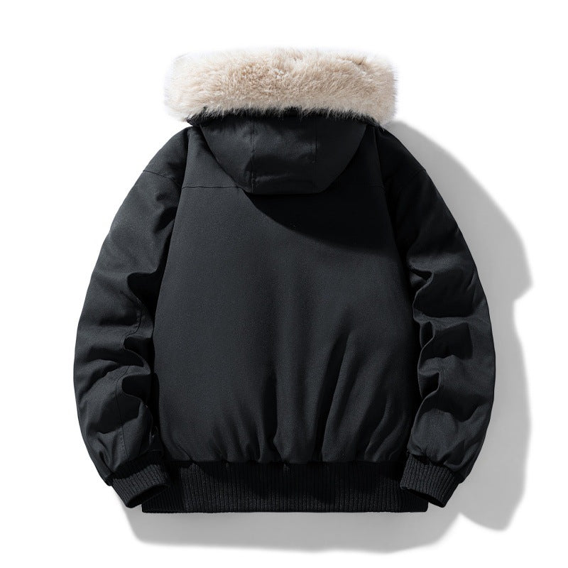 Men's Insulated Winter Jacket with Hood and Detachable Faux Fur Collar