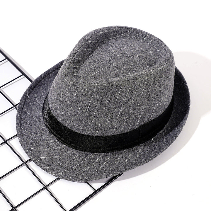 Women's Striped Fedora Hat with Velvet Band