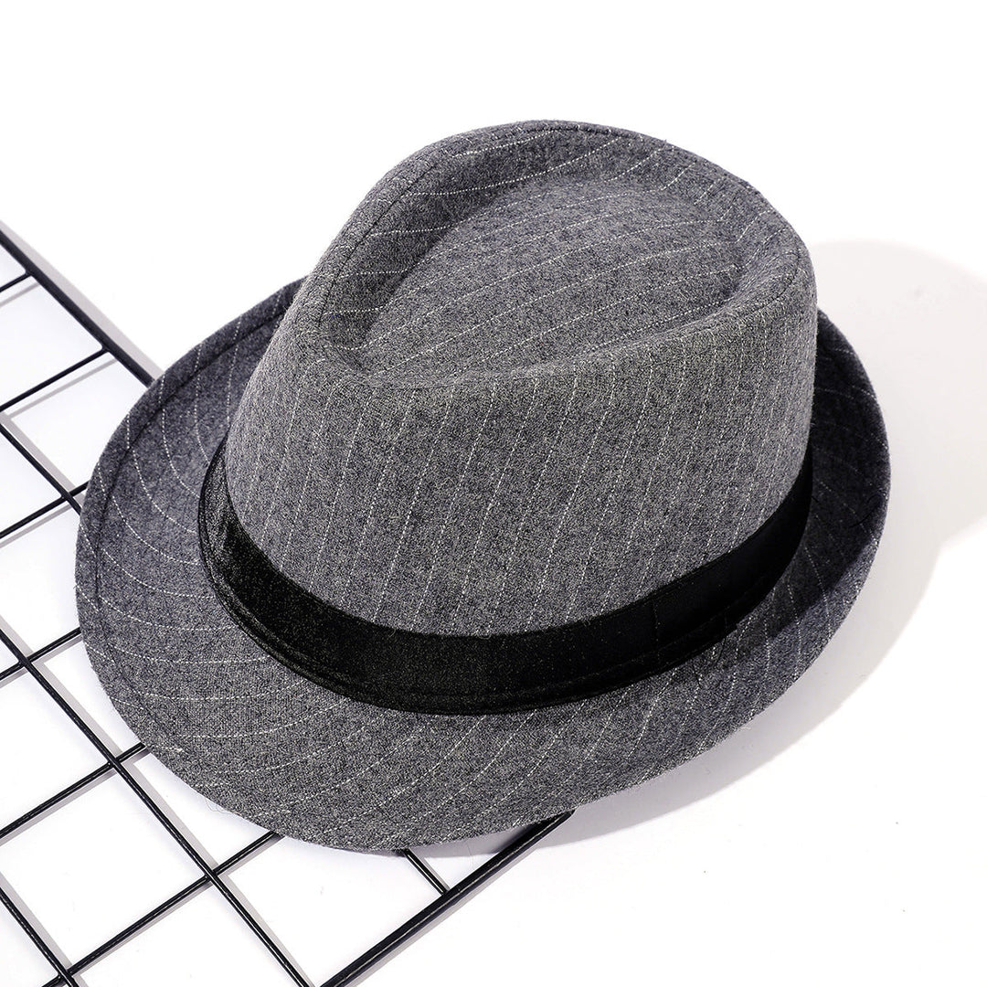 Women's Striped Fedora Hat with Velvet Band