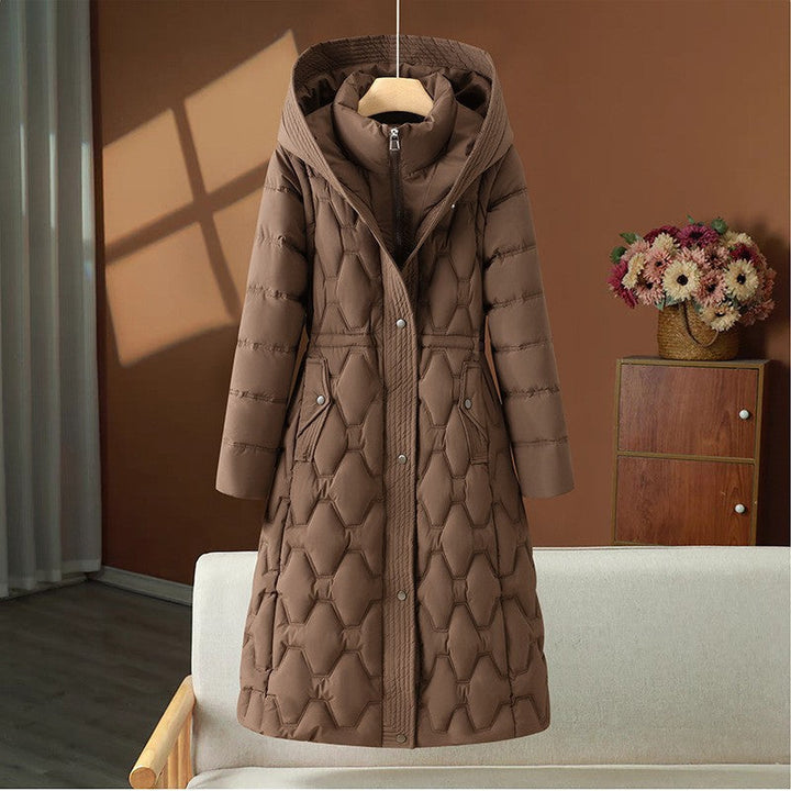 Women's Quilted Winter Coat with Hood and Tailored Fit