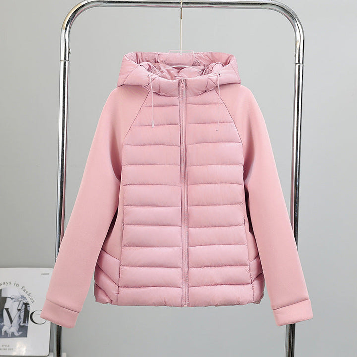 Women's Lightweight Hybrid Padded Jacket with Hood and Elastic Sleeves