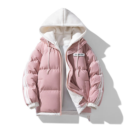 Gestreifter, wattierter und isolierender warmer Parka für Herren für den Alltag