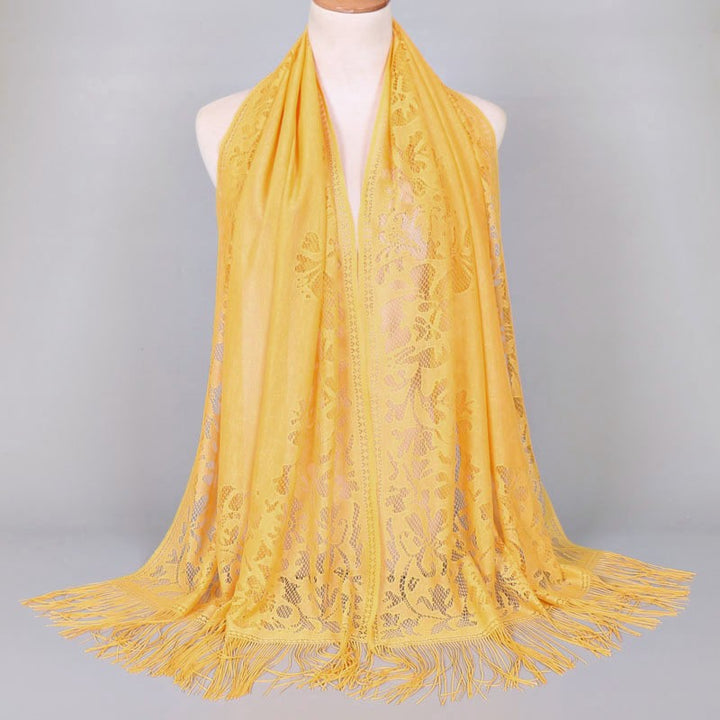 Women's Elegant Lace Scarf with Fringes