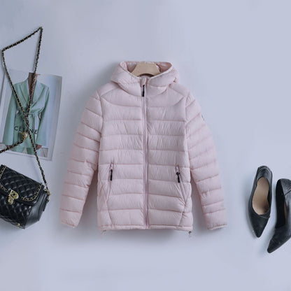 Women's Lightweight Quilted Hooded Jacket with Thermal Insulation