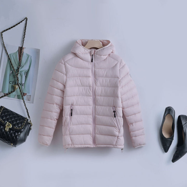 Women's Lightweight Quilted Hooded Jacket with Adjustable Drawstring