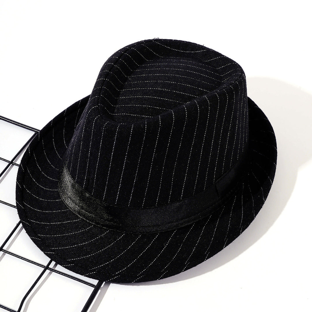 Women's Striped Fedora Hat with Velvet Band