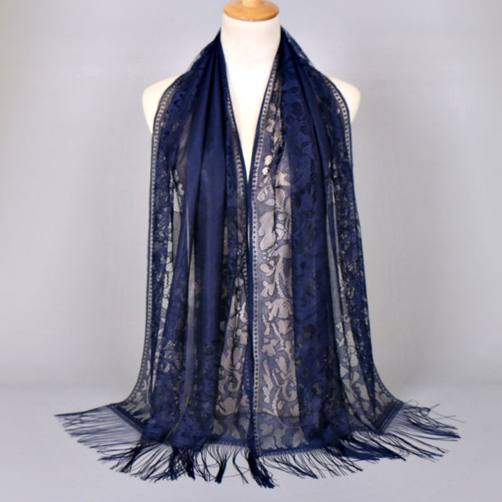 Women's Elegant Lace Scarf with Fringes