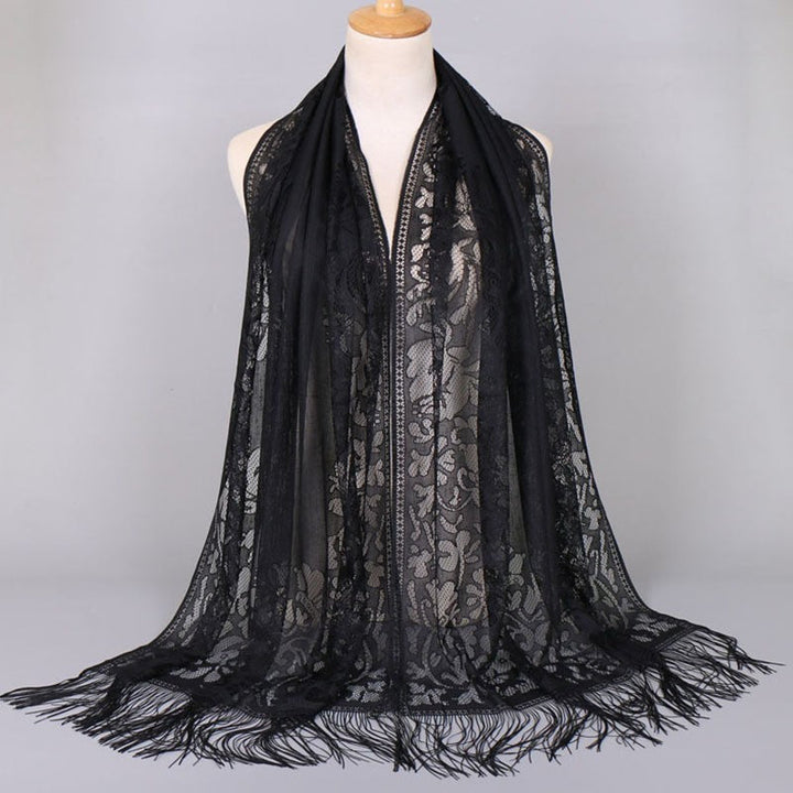 Women's Elegant Lace Scarf with Fringes