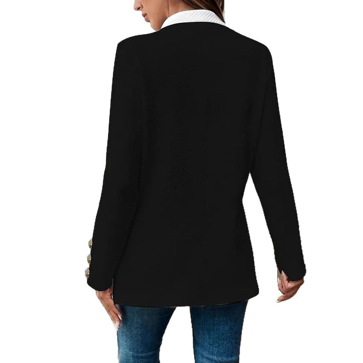 Women's Fitted Blazer Jacket with Contrast Collar