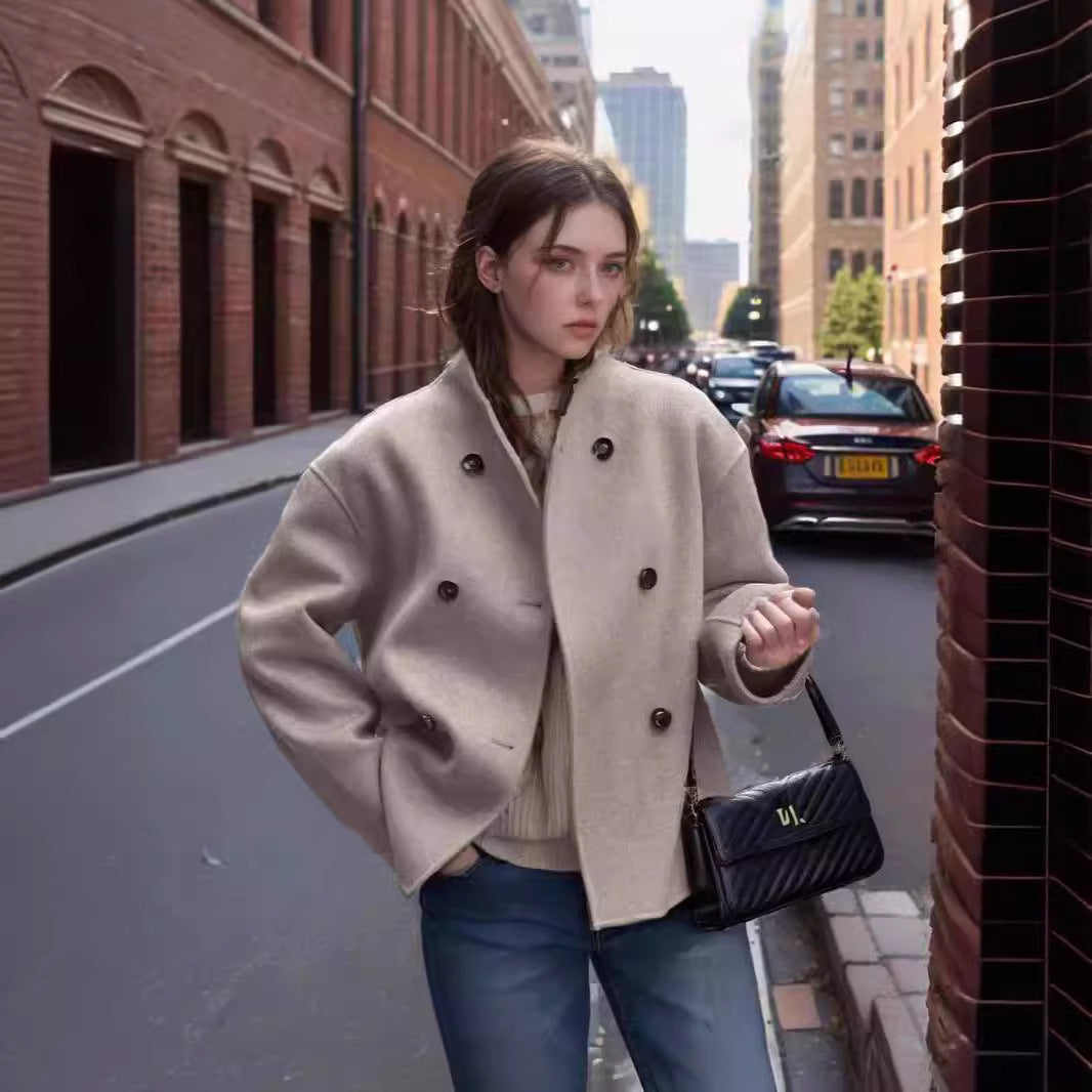 Women's Oversized Jacket with Double Zipper and Pockets