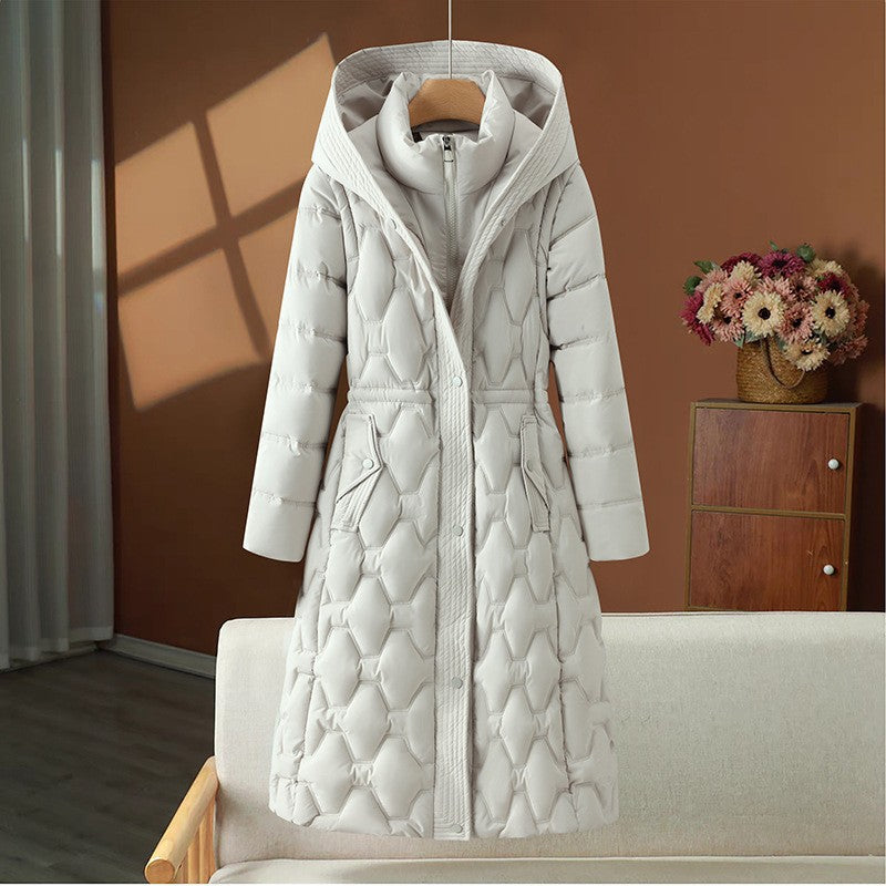Women's Quilted Winter Coat with Hood and Tailored Fit