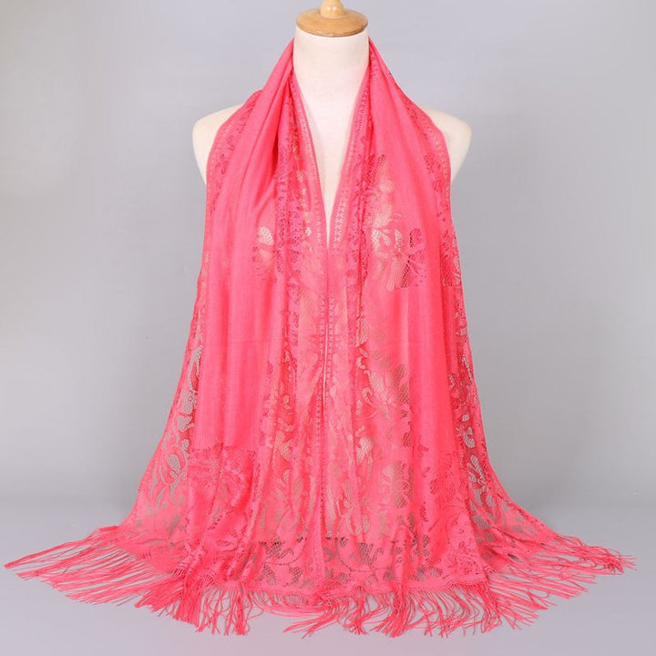 Women's Elegant Lace Scarf with Fringes