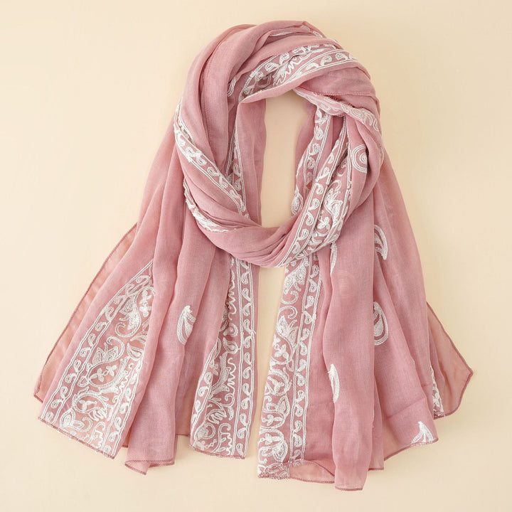 Women's Embroidered Scarf with Elegant Design