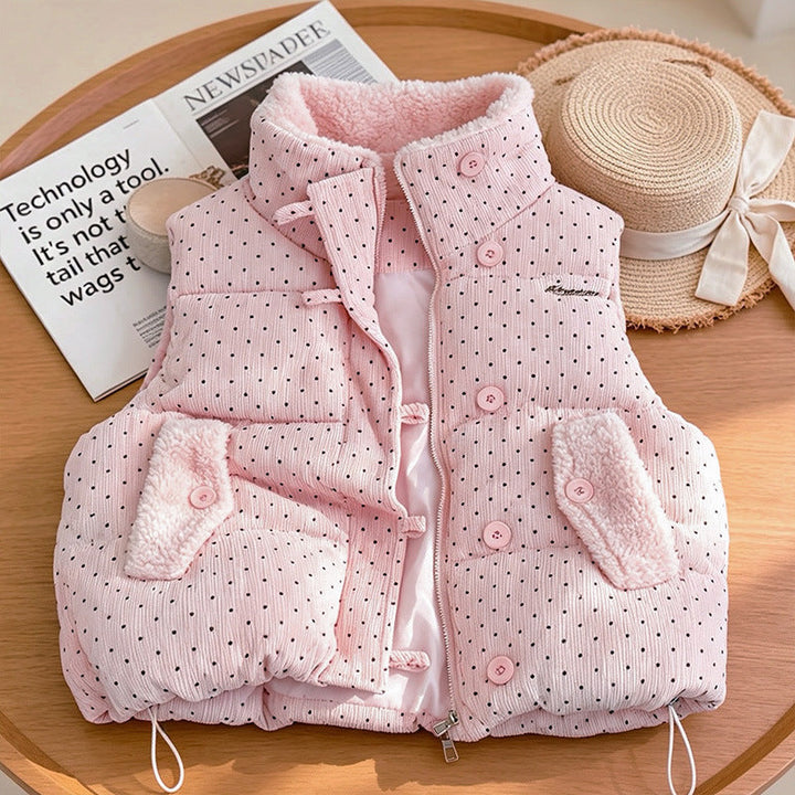 Women's Quilted Padded Vest with Teddy Lining and Drawstring Hem