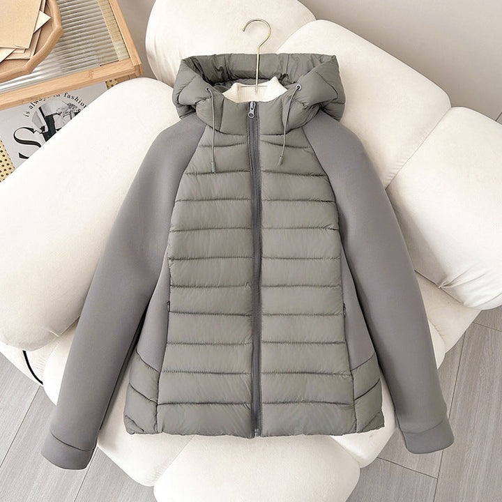 Women's Lightweight Hybrid Padded Jacket with Hood and Elastic Sleeves