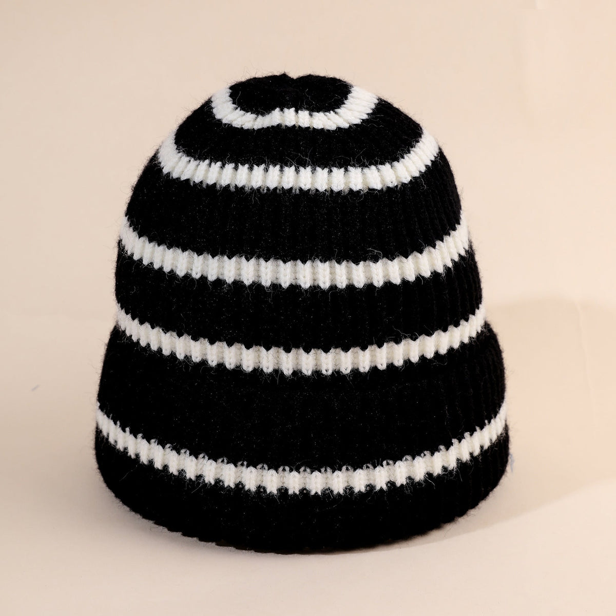Women's Striped Knit Beanie with Cozy Lining for Winter Days